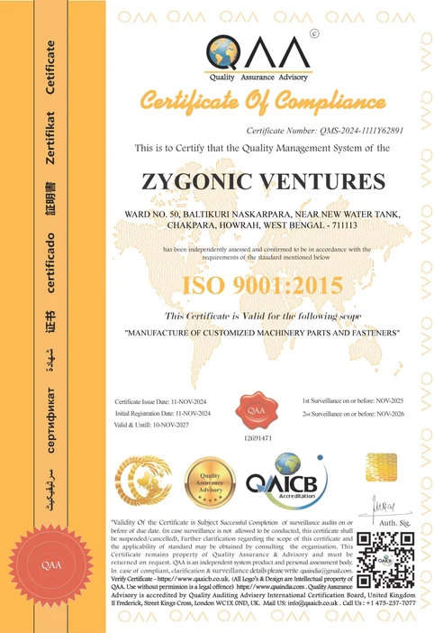 ISO 9001:2015 certificate awarded to Zygonic Ventures
